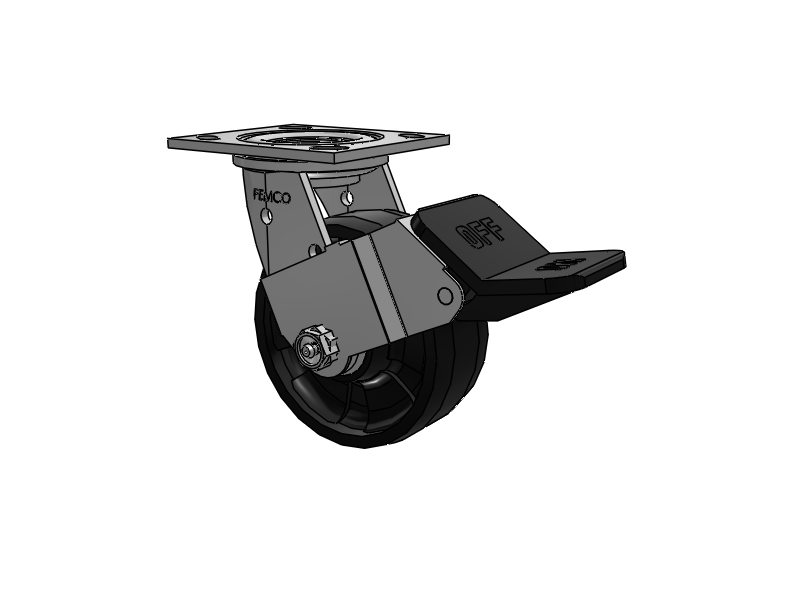 E-line Stainless Steel Swivel Caster with 5 x 2 Maxim Solid Fiberglass/Nylon Wheel and Wheel Face Brake