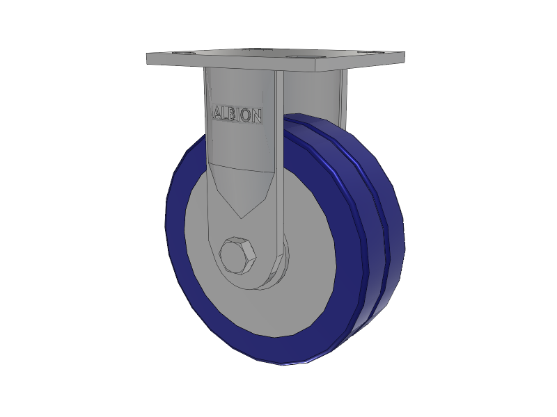 18 Series Top Plate Rigid Caster with 6 x 2 Blue Tread on Aluminum Core EZ - Swivel-EAZ (Flat) Wheel