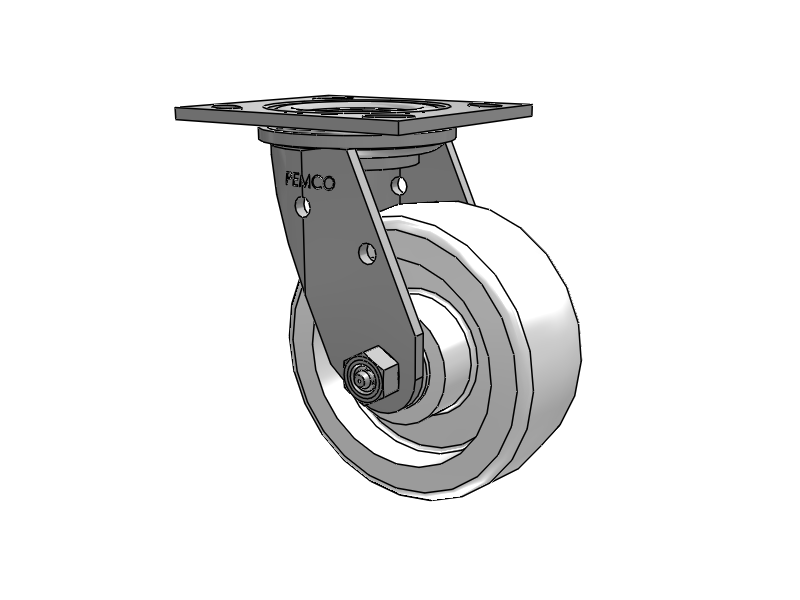 E-line Stainless Steel Swivel Caster with 5 x 2 White Nylon Wheel