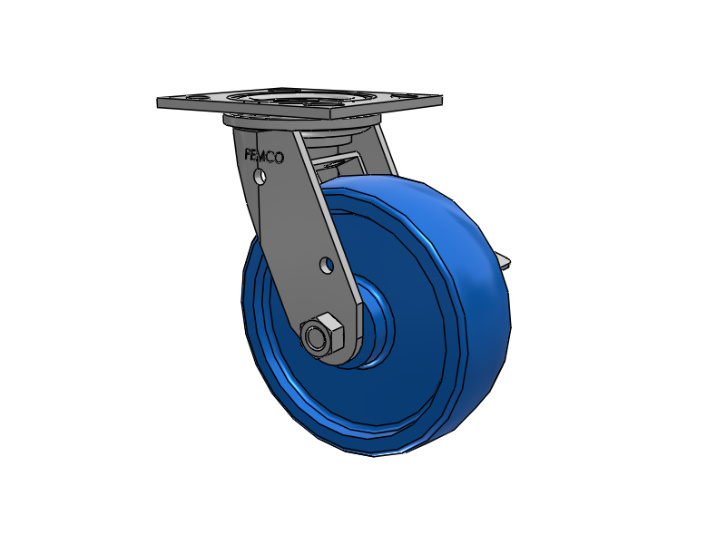 E-line Stainless Steel Swivel Caster with 6 x 2 Solid Polyurethane K Wheel and Tread Lock Brake