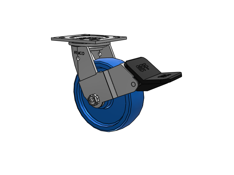 E-line Stainless Steel Swivel Caster with 6 x 2 Solid Polyurethane K Wheel and Wheel Face Brake