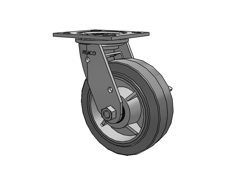 E-line Stainless Steel Swivel Caster with 6 x 2 Thermo-Rubber (Flat) Wheel and Tread Lock Brake