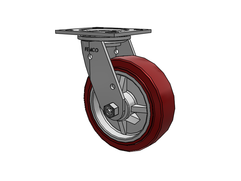 E-line Stainless Steel Swivel Caster with 6 x 2 Thermo-Urethane (Maroon/Grey Wheel
