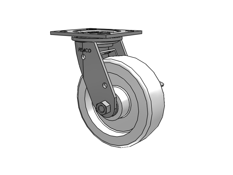 E-line Stainless Steel Swivel Caster with 6 x 2 White Nylon Wheel and Tread Lock Brake