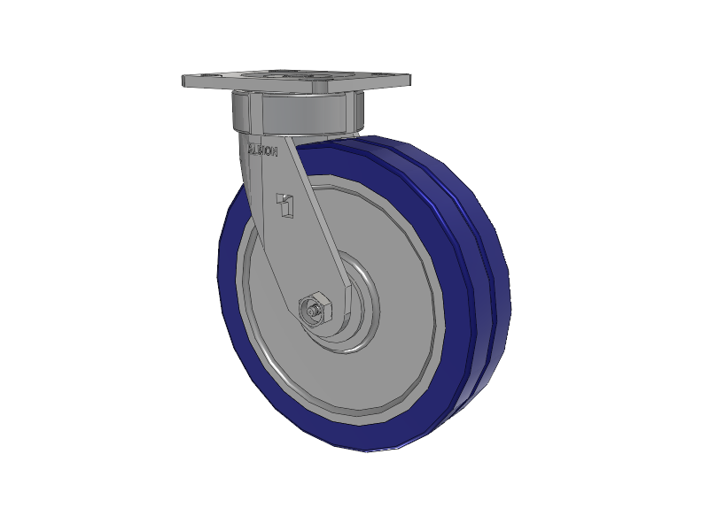 18 Series Top Plate Swivel Caster with 8 x 2 Blue Tread on Aluminum Core EZ - Swivel-EAZ (Flat) Wheel