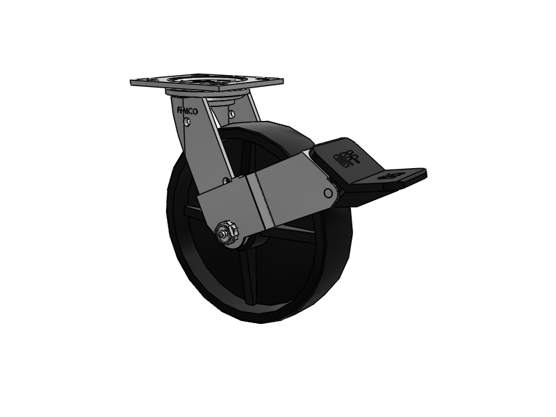 E-line Stainless Steel Swivel Caster with 8 x 2 Polypropylene HD Wheel and Wheel Face Brake
