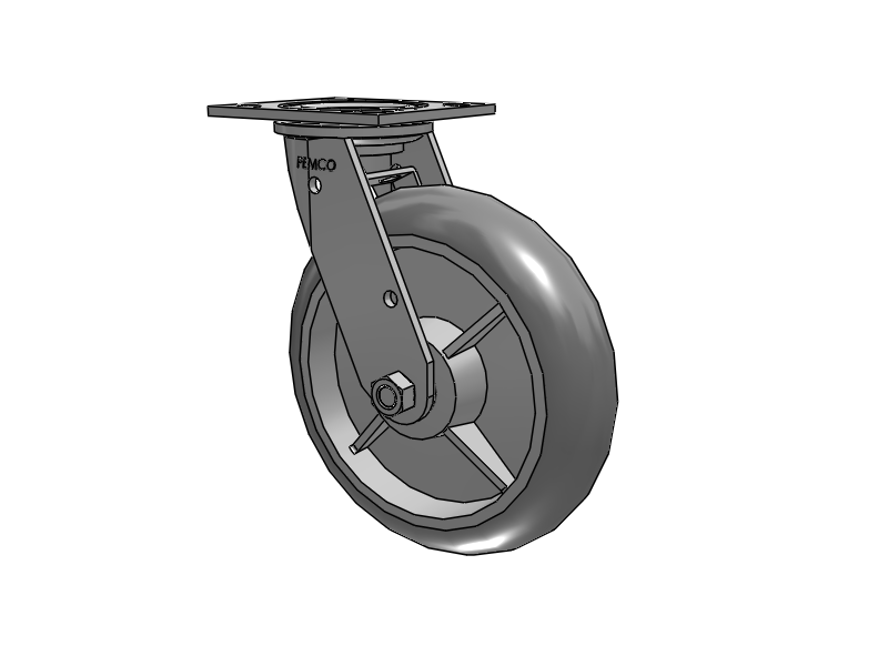 E-line Stainless Steel Swivel Caster with 8 x 2 Thermo-Rubber (Donut) Wheel and Tread Lock Brake
