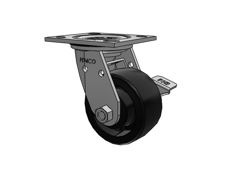 E-line Stainless Steel Sealed Swivel Caster with 4 x 2 High-Temp Nylon Wheel and Tread Lock Brake