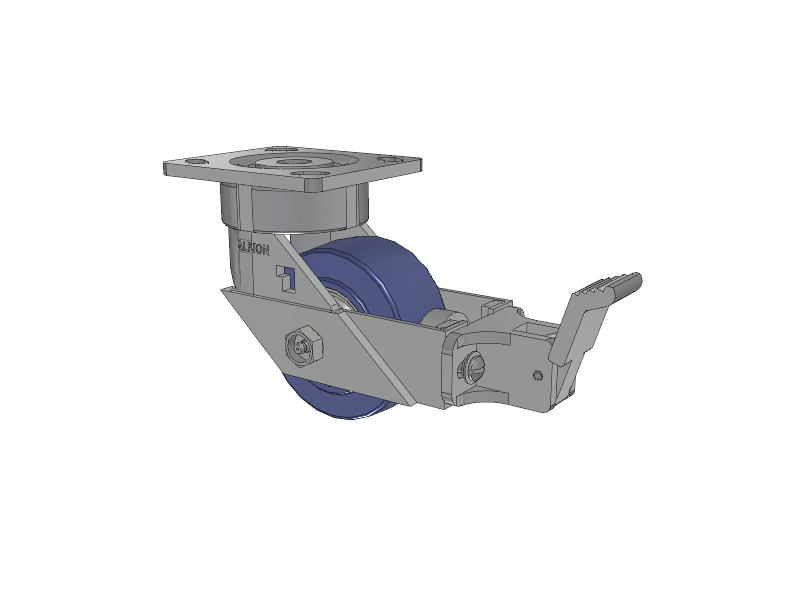 18 Series Top Plate Swivel Caster with 4 x 2 Blue HF - HydroTech (Flat) Wheel and Face Brake