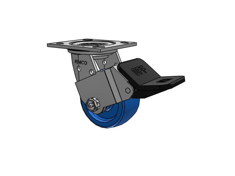 E-line Stainless Steel Sealed Swivel Caster with 4 x 2 Solid Polyurethane K Wheel and Wheel Face Brake