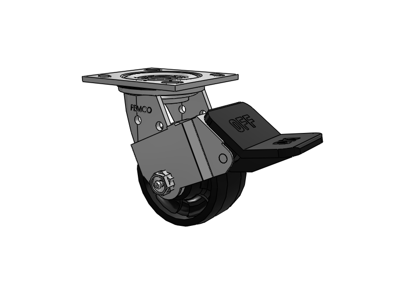 E-line Stainless Steel Sealed Swivel Caster with 4 x 2 Maxim Solid Fiberglass/Nylon Wheel and Wheel Face Brake
