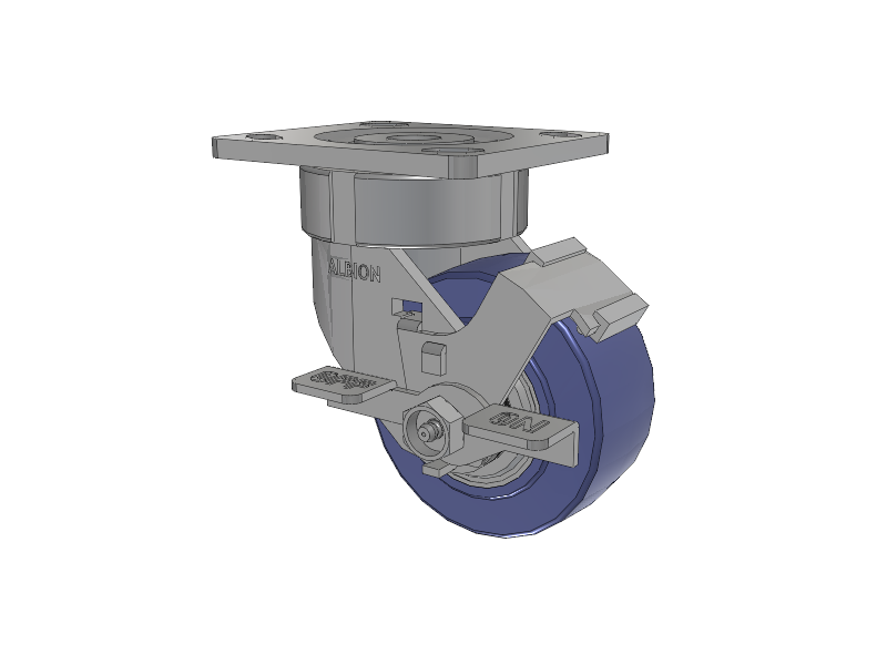 18 Series Top Plate Swivel Caster with 4 x 2 Blue HF - HydroTech (Flat) Wheel and Face Brake