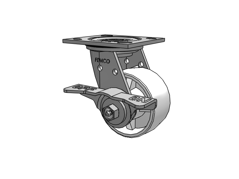E-line Stainless Steel Sealed Swivel Caster with 4 x 2 Retort Hi-Temp Wheel and 5 Inch Cam Brake
