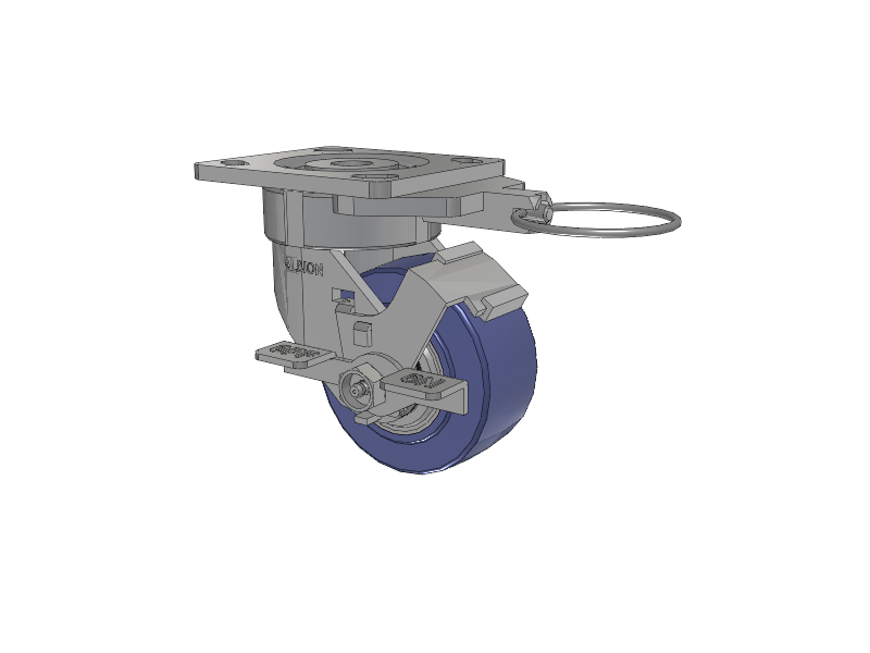 18 Series Top Plate Swivel Caster with 4 x 2 Blue HF - HydroTech (Flat) Wheel and Face Brake