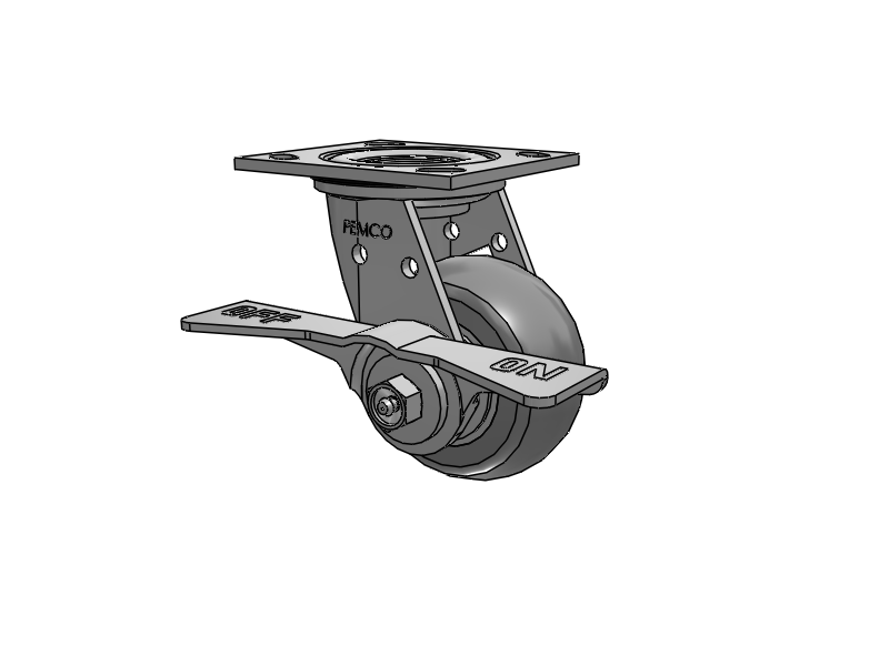 E-line Stainless Steel Sealed Swivel Caster with 4 x 2 Thermo-Rubber (Donut) Wheel and 7 in Cam Brake