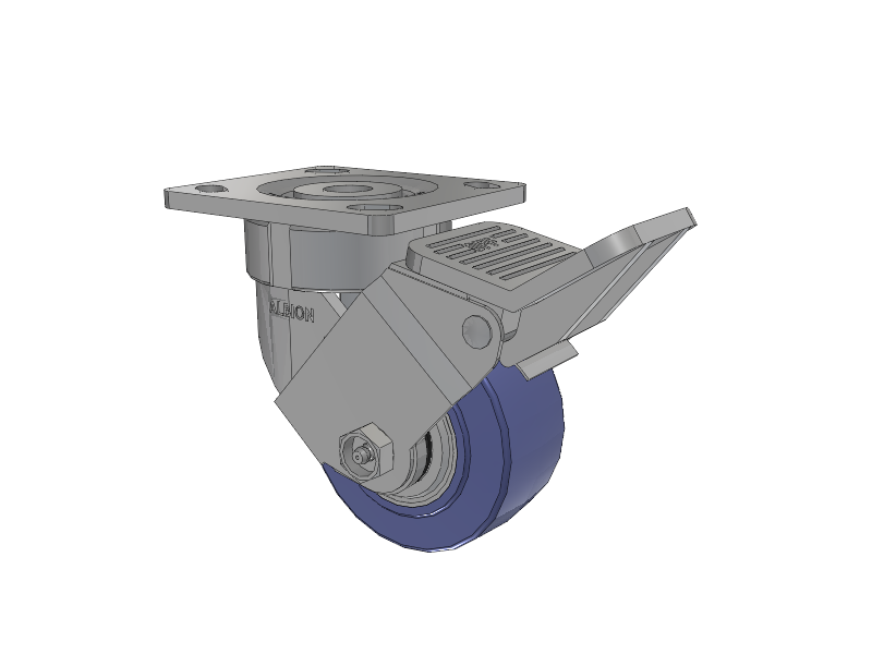 18 Series Top Plate Swivel Caster with 4 x 2 Blue HF - HydroTech (Flat) Wheel and Face Brake