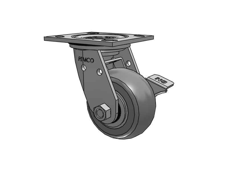 E-line Stainless Steel Sealed Swivel Caster with 4 x 2 Thermo-Rubber (Donut) Wheel and Tread Lock Brake