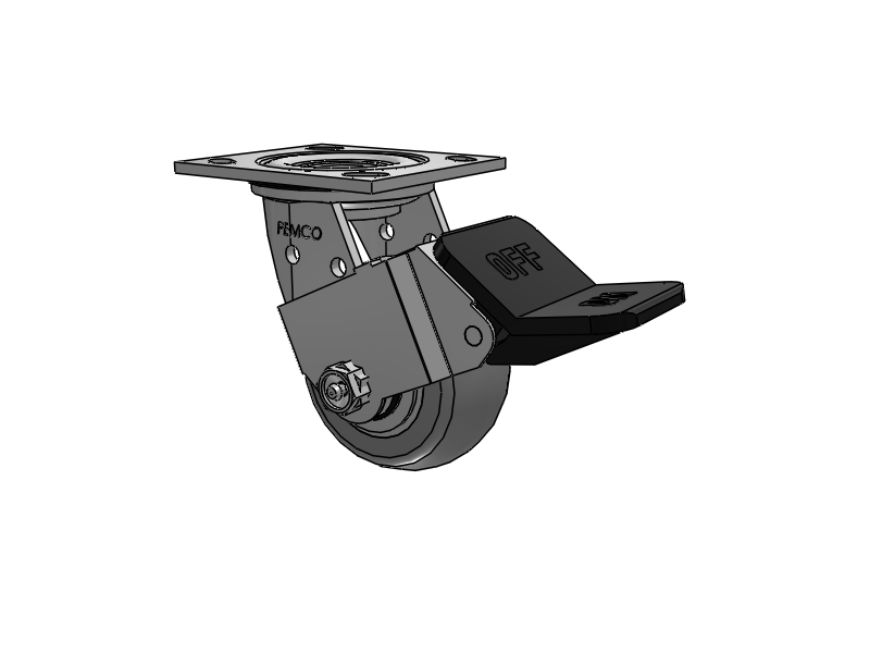 E-line Stainless Steel Sealed Swivel Caster with 4 x 2 Thermo-Rubber (Donut) Wheel and Wheel Face Brake