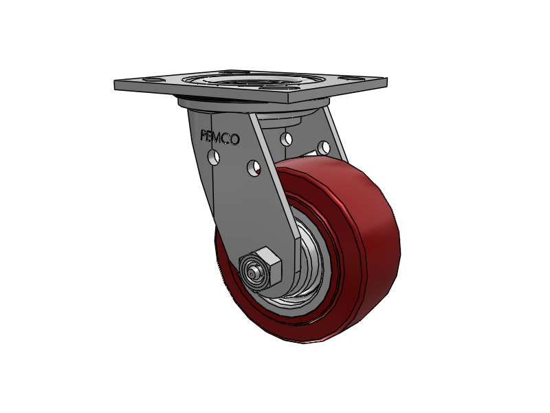 E-line Stainless Steel Sealed Swivel Caster with 4 x 2 Thermo-Urethane (Maroon/Grey Wheel