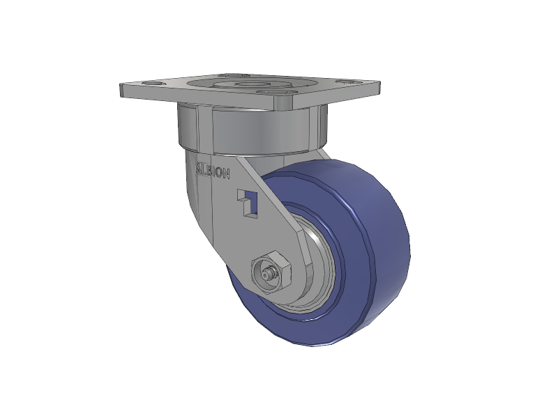 18 Series Top Plate Swivel Caster with 4 x 2 Blue HF - HydroTech (Flat) Wheel
