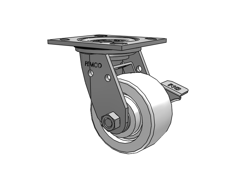 E-line Stainless Steel Sealed Swivel Caster with 4 x 2 White Nylon Wheel and Tread Lock Brake