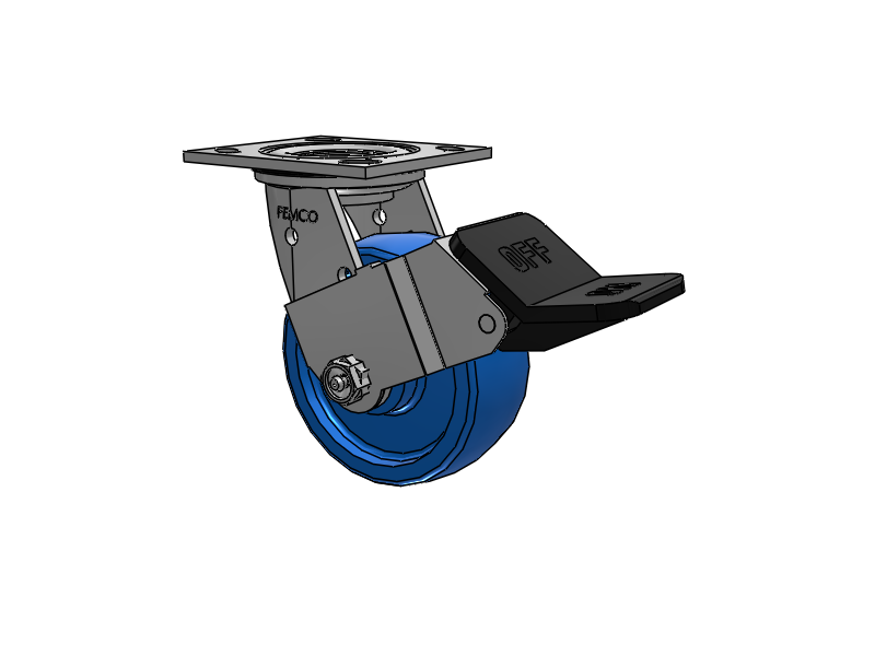 E-line Stainless Steel Sealed Swivel Caster with 5 x 2 Solid Polyurethane K Wheel and Wheel Face Brake