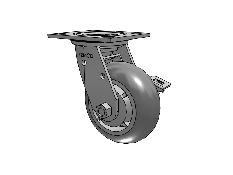 E-line Stainless Steel Sealed Swivel Caster with 5 x 2 Thermo-Rubber (Donut) Wheel and Tread Lock Brake