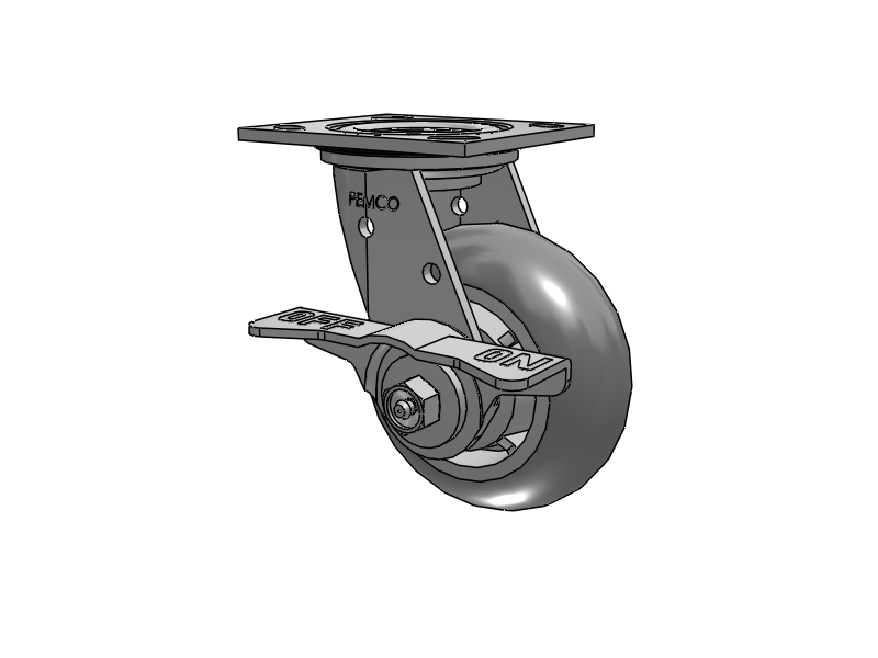 E-line Stainless Steel Sealed Swivel Caster with 5 x 2 Thermo-Rubber (Donut) Wheel and 5 Inch Cam Brake