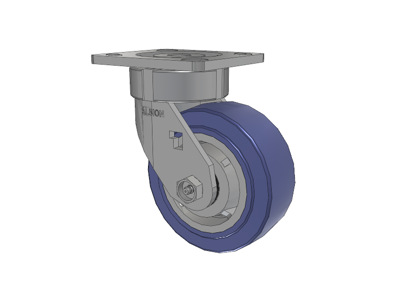 18 Series Top Plate Swivel Caster with 5 x 2 Blue HF - HydroTech (Flat) Wheel