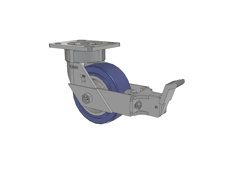 18 Series Top Plate Swivel Caster with 5 x 2 Blue HF - HydroTech (Flat) Wheel and Face Brake
