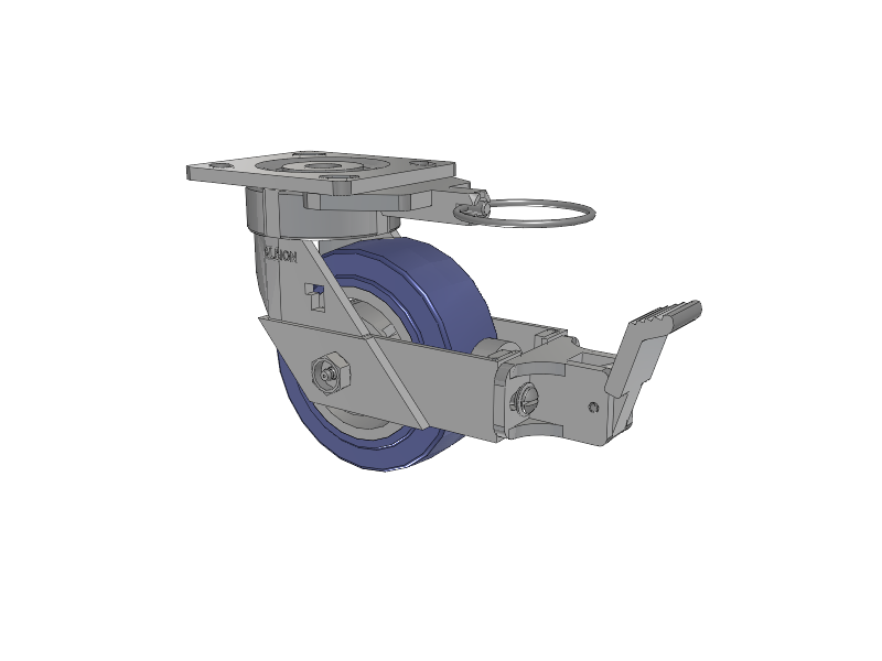 18 Series Top Plate Swivel Caster with 5 x 2 Blue HF - HydroTech (Flat) Wheel and Face Brake