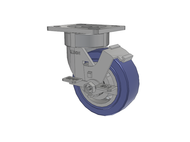 18 Series Top Plate Swivel Caster with 5 x 2 Blue HF - HydroTech (Flat) Wheel and Face Brake