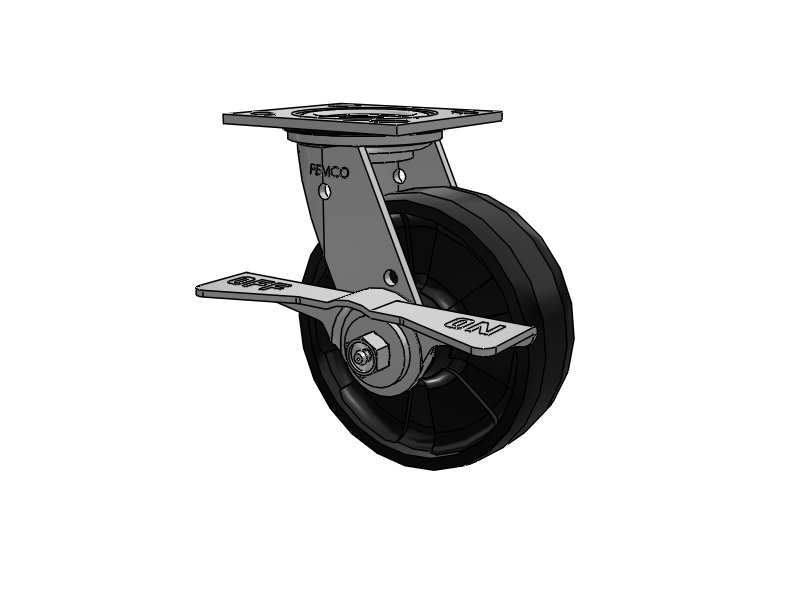 E-line Stainless Steel Sealed Swivel Caster with 6 x 2 Maxim Solid Fiberglass/Nylon Wheel and 7 in Cam Brake