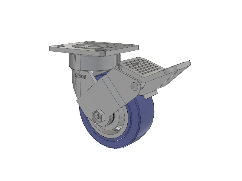 18 Series Top Plate Swivel Caster with 5 x 2 Blue HF - HydroTech (Flat) Wheel and Face Brake