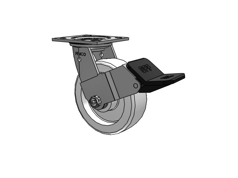 E-line Stainless Steel Sealed Swivel Caster with 6 x 2 White Nylon Wheel and Wheel Face Brake