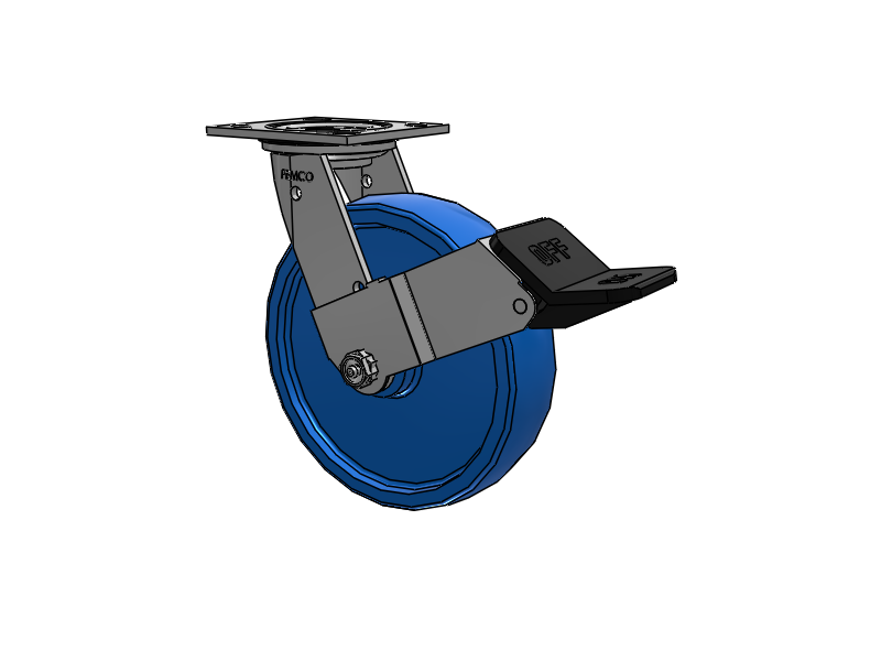 E-line Stainless Steel Sealed Swivel Caster with 8 x 2 Solid Polyurethane K Wheel and Wheel Face Brake