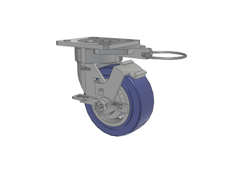 18 Series Top Plate Swivel Caster with 5 x 2 Blue HF - HydroTech (Flat) Wheel and Face Brake