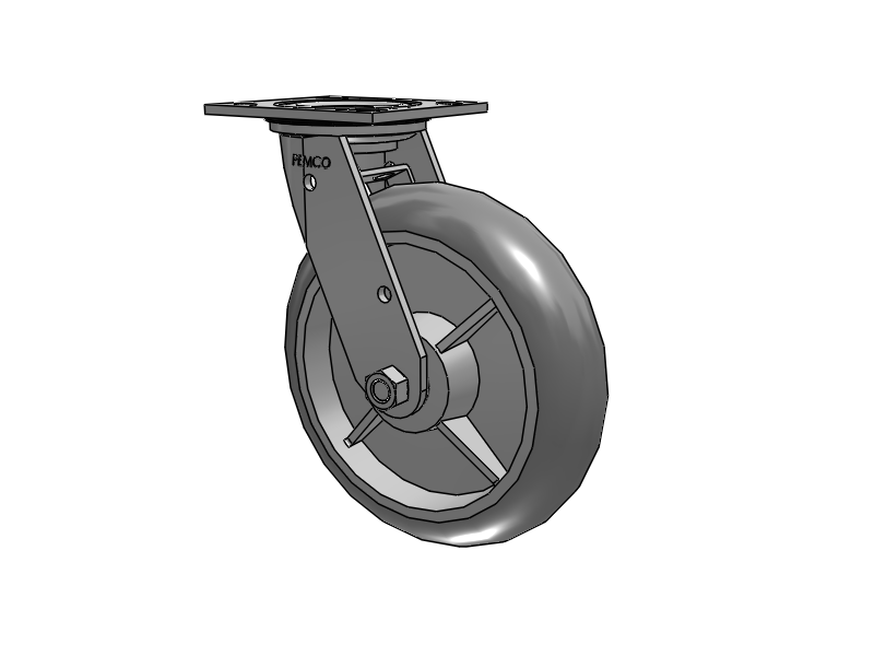 E-line Stainless Steel Sealed Swivel Caster with 8 x 2 Thermo-Rubber (Donut) Wheel and Tread Lock Brake