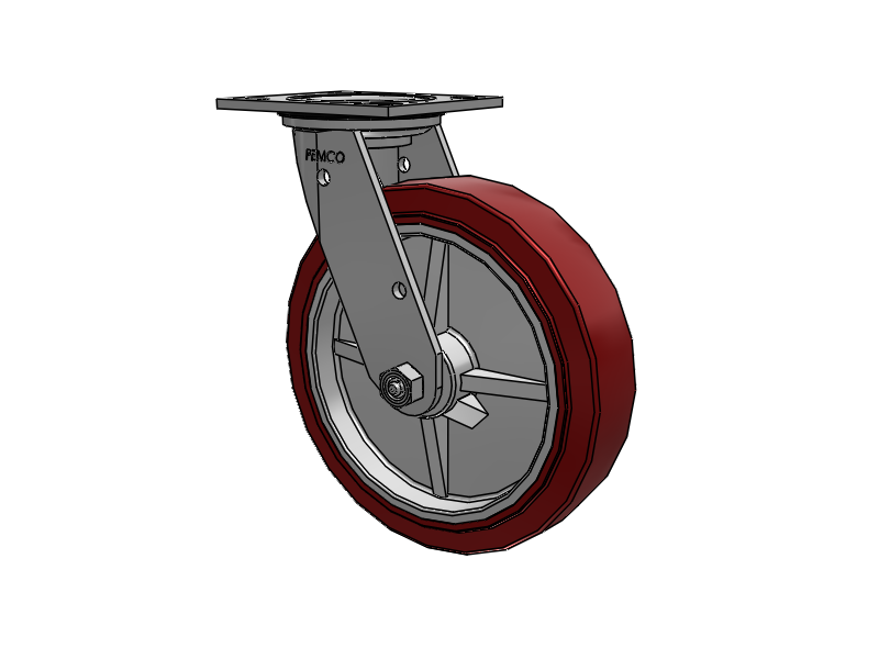 E-line Stainless Steel Sealed Swivel Caster with 8 x 2 Thermo-Urethane (Maroon/Grey Wheel
