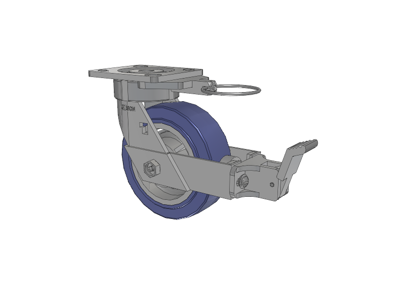 18 Series Top Plate Swivel Caster with 6 x 2 Blue HF - HydroTech (Flat) Wheel and Face Brake