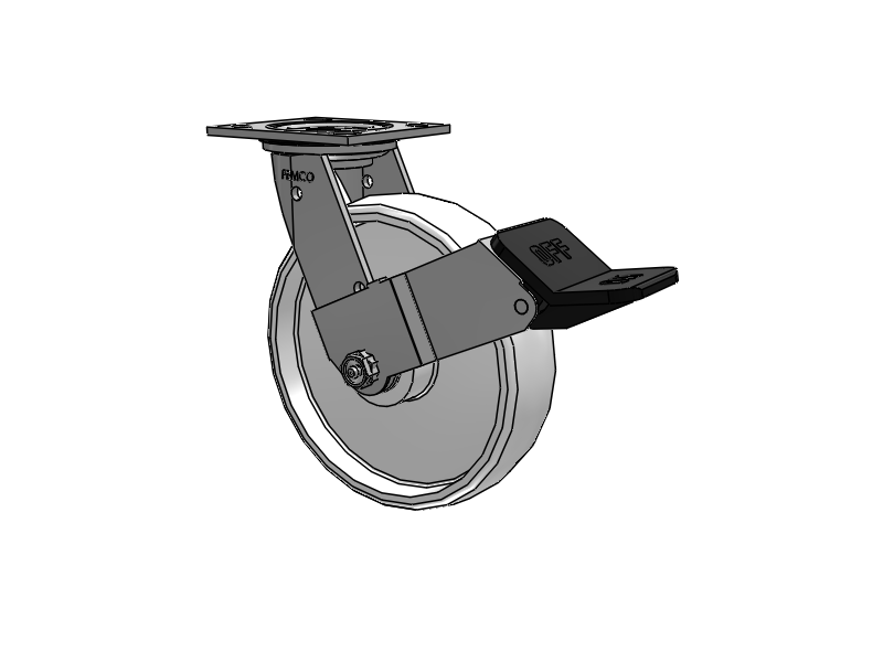 E-line Stainless Steel Sealed Swivel Caster with 8 x 2 White Nylon Wheel and Wheel Face Brake