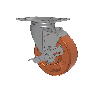 Heatwave Top Plate Swivel Caster with 4 x 1.5 Wheel and Side Brake