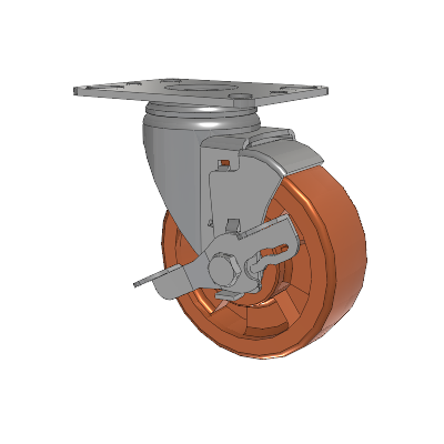 Heatwave Top Plate Swivel Caster with 4 x 1.5 Wheel and Side Brake