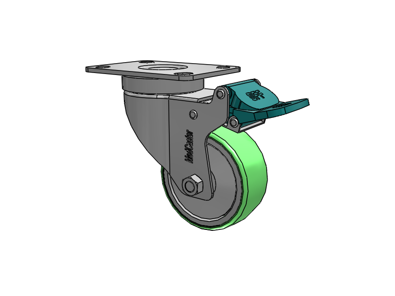 Stainless Steel Hospital Top Plate Swivel Caster with 3 x 1.25 Antimicrobial Rubber Wheel and Directional Lock Brake
