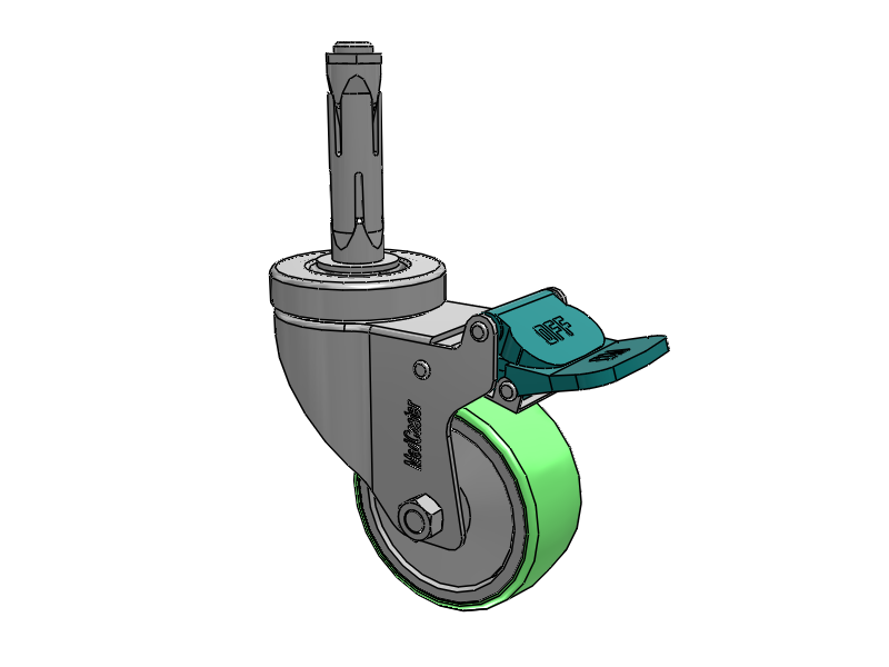 Stainless Steel Hospital Round Nylon Expanding Adapters Caster with 3 x 1.25 Antimicrobial Rubber Wheel Directional Lock