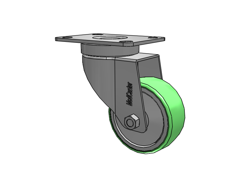 Stainless Steel Hospital Top Plate Swivel Caster with 3 x 1.25 Antimicrobial Rubber Wheel