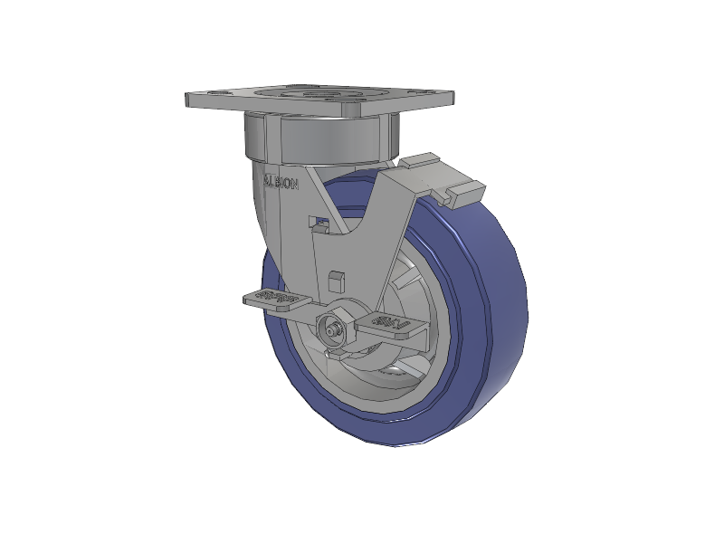 18 Series Top Plate Swivel Caster with 6 x 2 Blue HF - HydroTech (Flat) Wheel and Face Brake