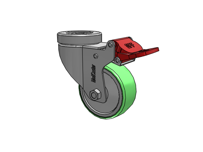 Stainless Steel Hospital Hollow Kingpin Swivel Caster with 3 x 1.25 Antimicrobial Rubber Wheel and Total Lock Brake