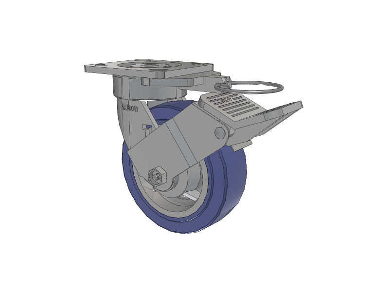 18 Series Top Plate Swivel Caster with 6 x 2 Blue HF - HydroTech (Flat) Wheel and Face Brake