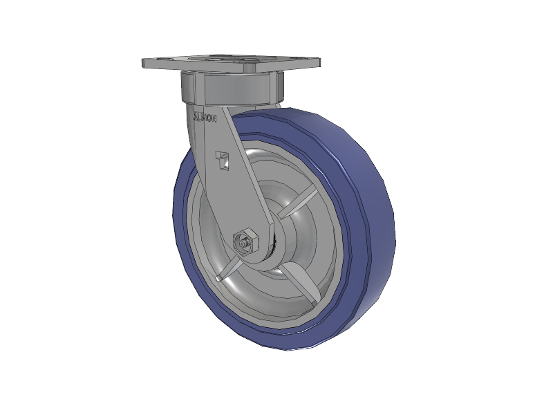 Roulette pivotante à plaque supérieure de la série 18 avec roue bleue HF - HydroTech (plate) 8 x 2